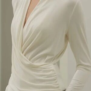 Covington Petite Winter White Faux Wrap Top